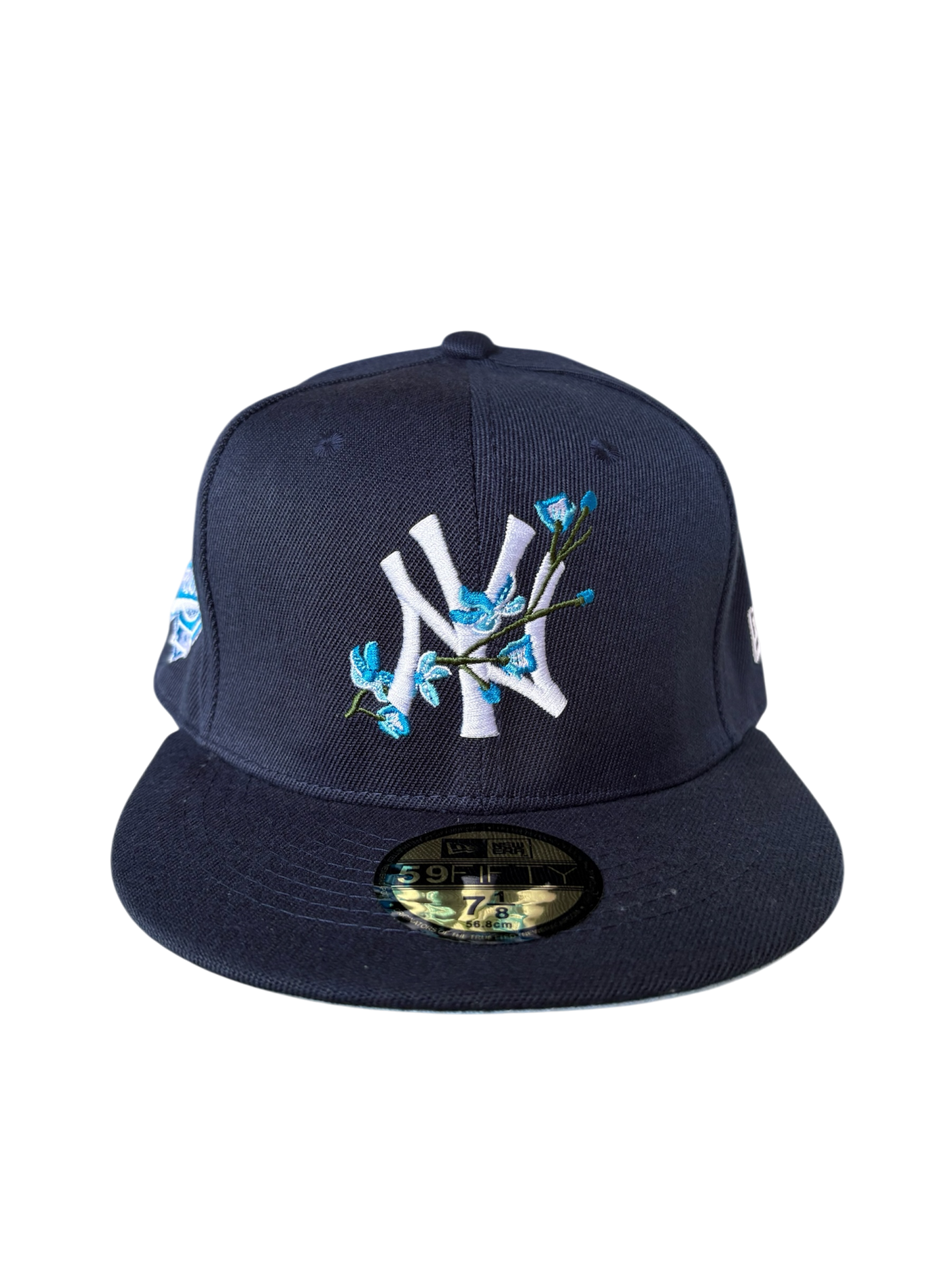 Navy blue leaves Yankee fitted cap