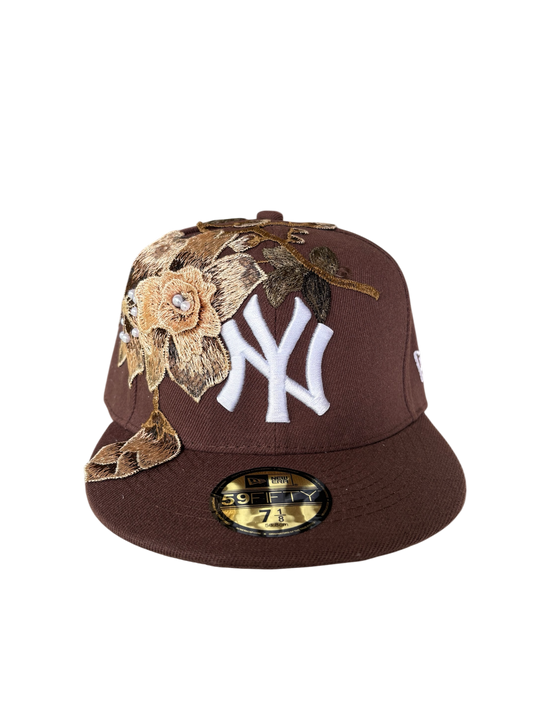 Brown Leaves Fitted Cap